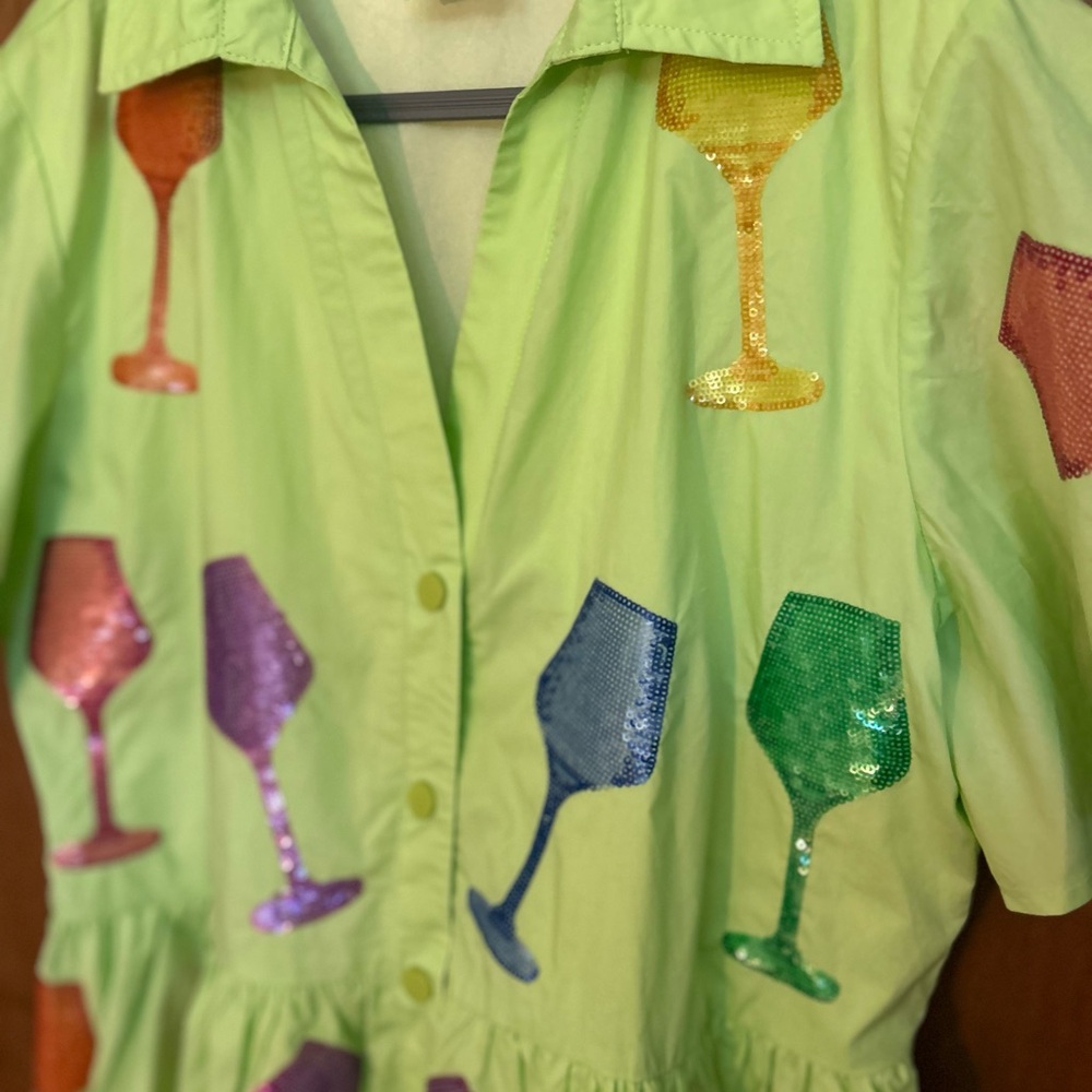 Queen of sparkles colorful Sequin Wine Glass Romper - Picture 2 of 4